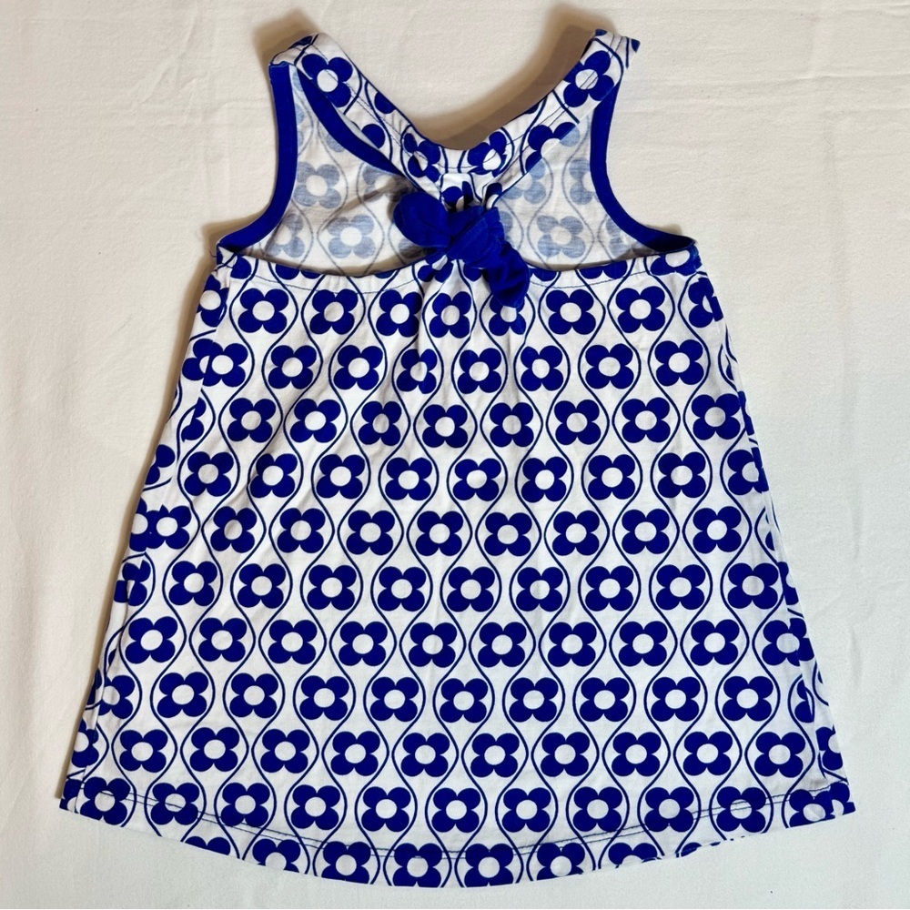 Hanna Andersson Knot Back Dress Girls 18-24M 80 cm Cotton Racerback Blue Sea - Picture 4 of 5